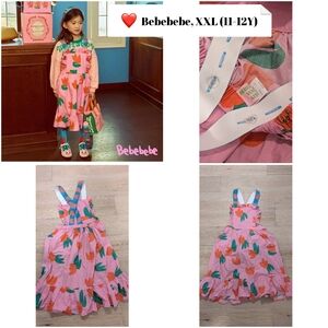 Bebebebe 🌷 11-12Y Korean Brand Similar To Bobo Choses Pink Floral Tulips Dress